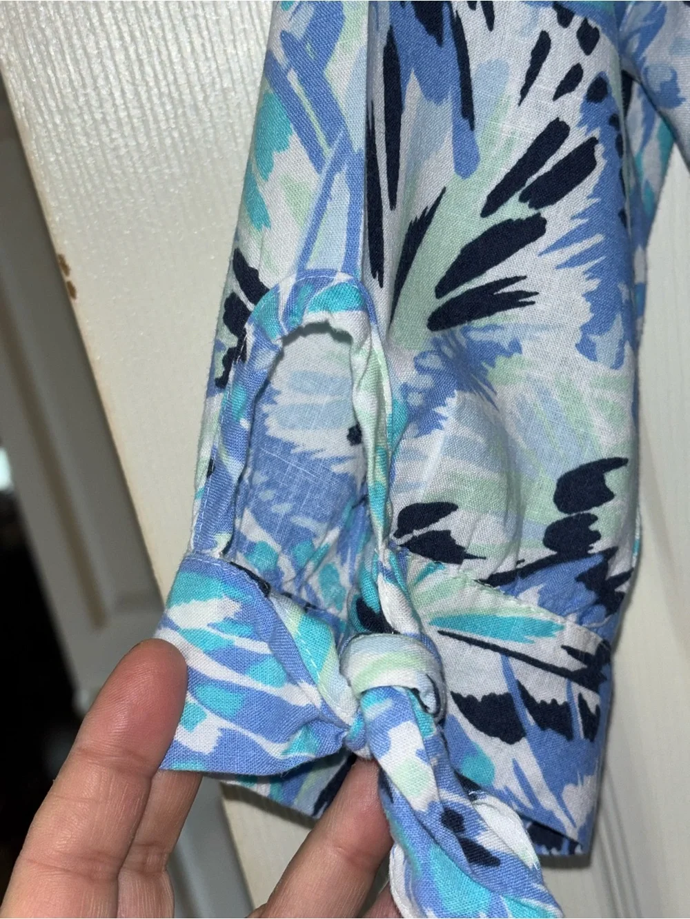 Coral Bay Blue and Aqua Abstract Floral Blouse - Picture 3 of 4